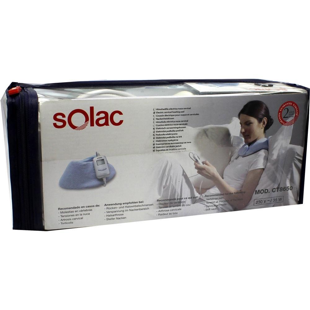 Verpackung eines Nacken-Heizkissens mit einer entspannenden Frau auf dem Bild.