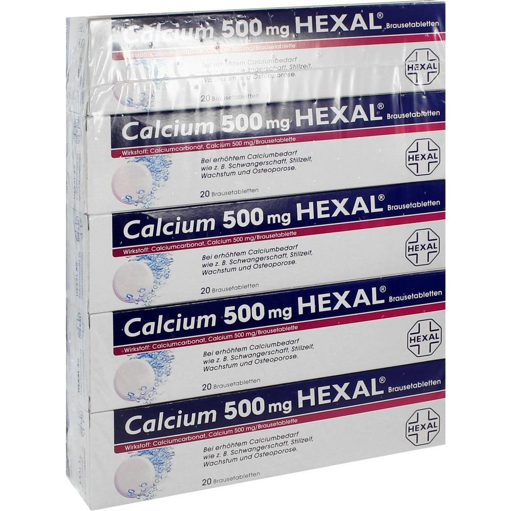 Fünf Packungen mit Calcium-Tabletten stapeln sich übereinander.