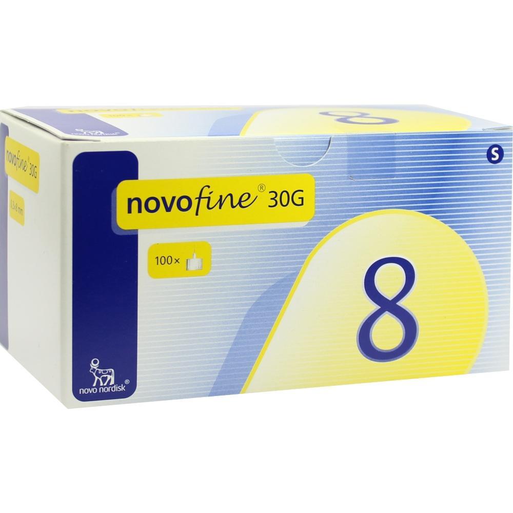 Eine gelbe und blaue Schachtel mit der Aufschrift "novofine 30G".