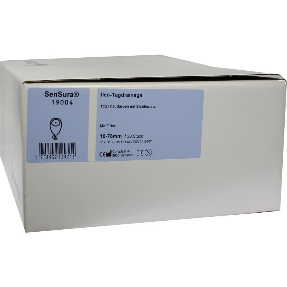 Wei&szlig;e Verpackung mit der Aufschrift "SenSura Ileo-Tagdrainage" und Produktinformationen.