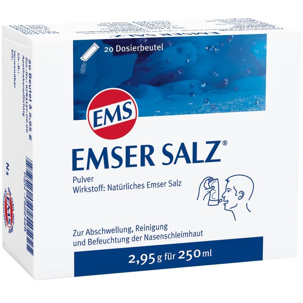 Packung Emser Salz mit Dosierbeuteln zur Nasenreinigung und Befeuchtung.