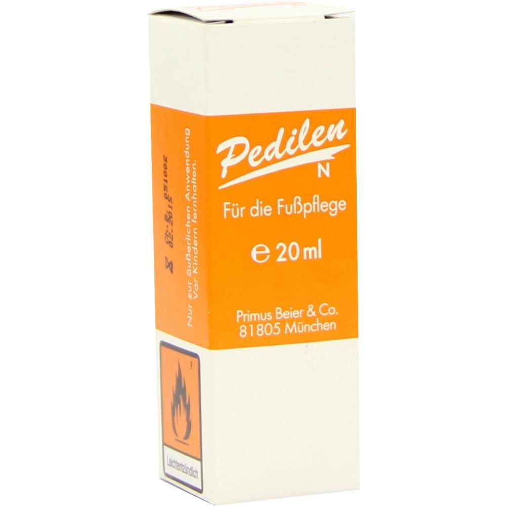 Orangene und weiße Packung einer Fußpflege-Flüssigkeit mit 20 ml Inhalt.