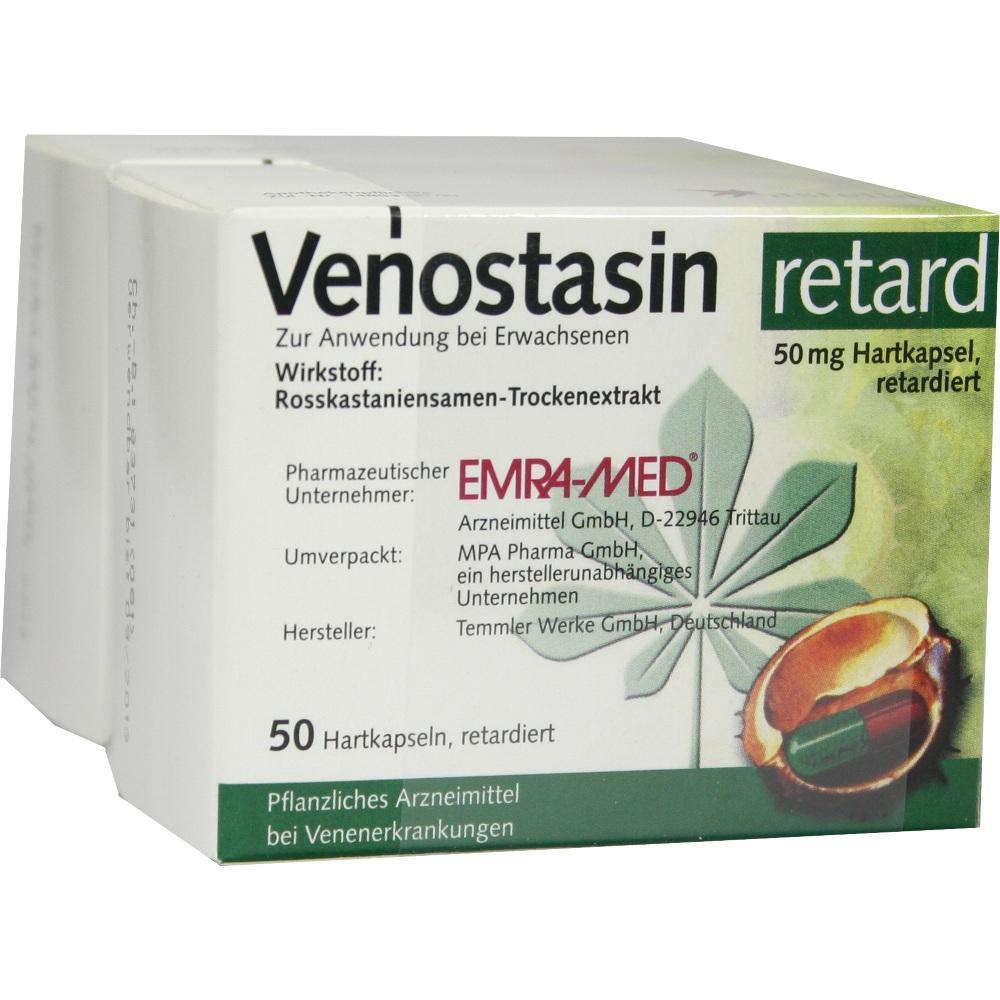 Verpackung von Venostasin, einem pflanzlichen Medikament mit Rosskastanienextrakt.