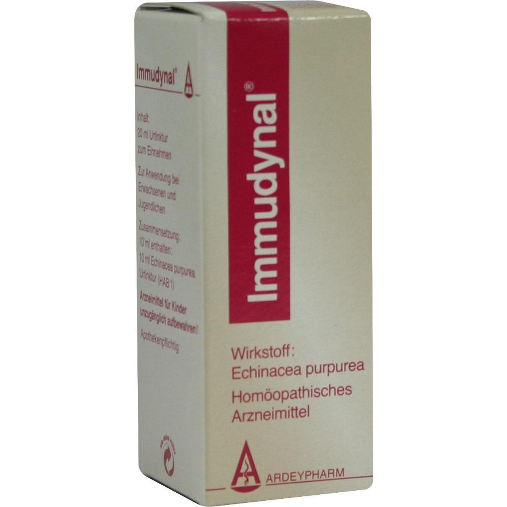 Verpackung von Immudynal mit homöopathischem Wirkstoff Echinacea purpurea.