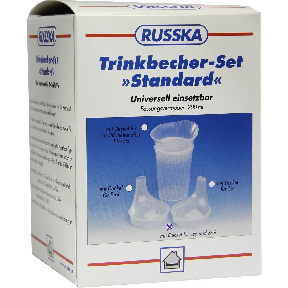 Verpackung eines Trinkbecher-Sets mit verschiedenen Deckeln für spezielle Zwecke.