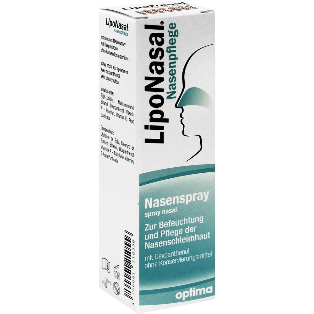 Eine Packung LipoNasal Nasenspray zur Pflege der Nasenschleimhaut.