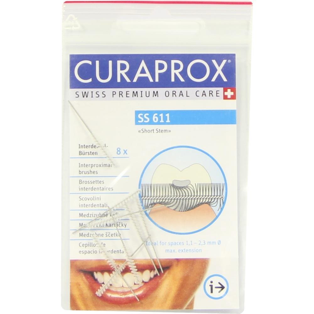 Verpackung mit Interdentalbürsten der Marke Curaprox für die Zahnzwischenraumpflege.
