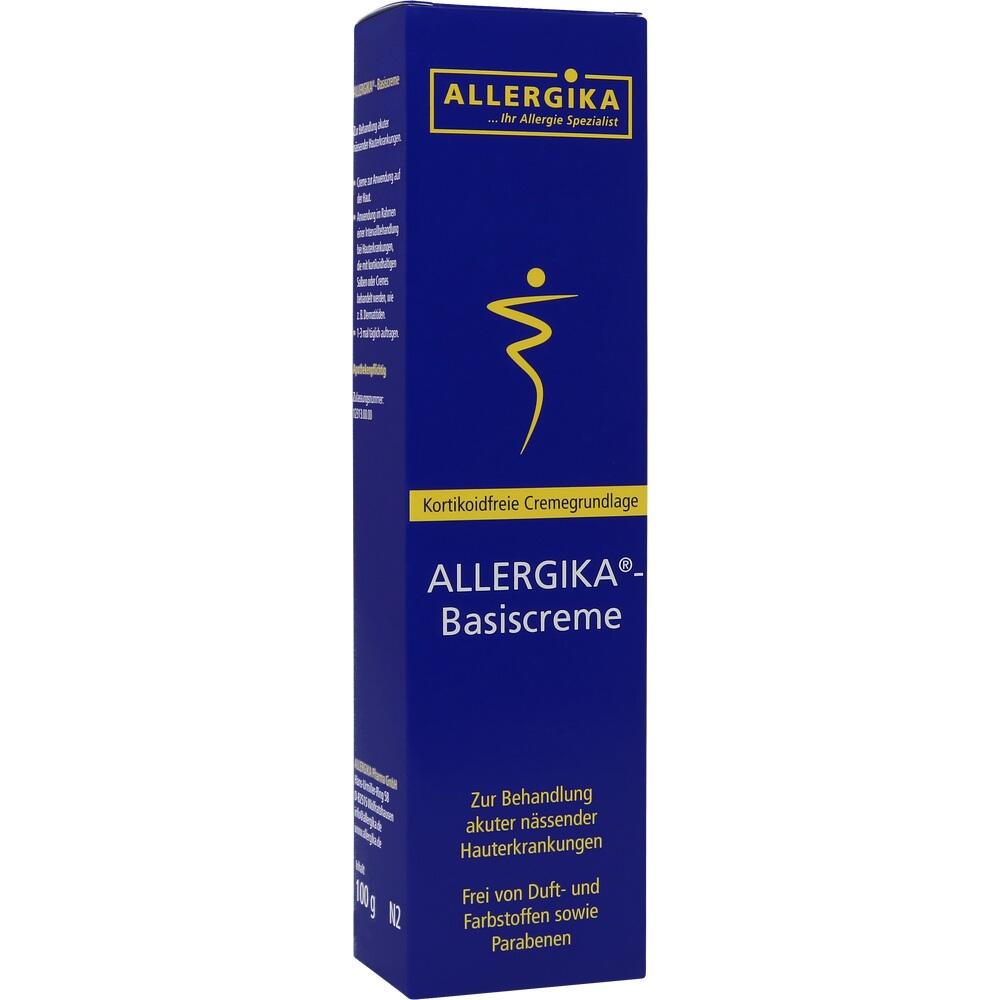 Blaue Verpackung mit Aufschrift "ALLERGIKA Basiscreme".