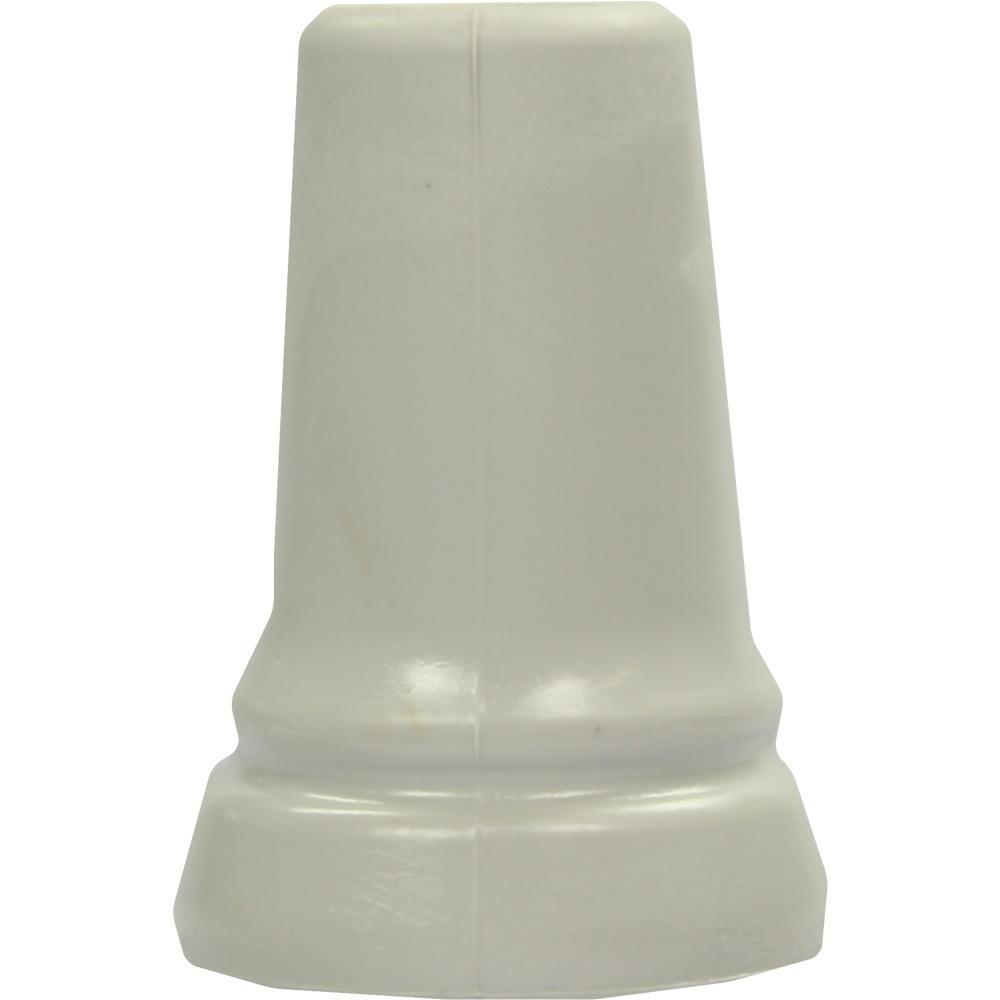 Weißer, kegelförmiger Gummifuß auf hellem Hintergrund.