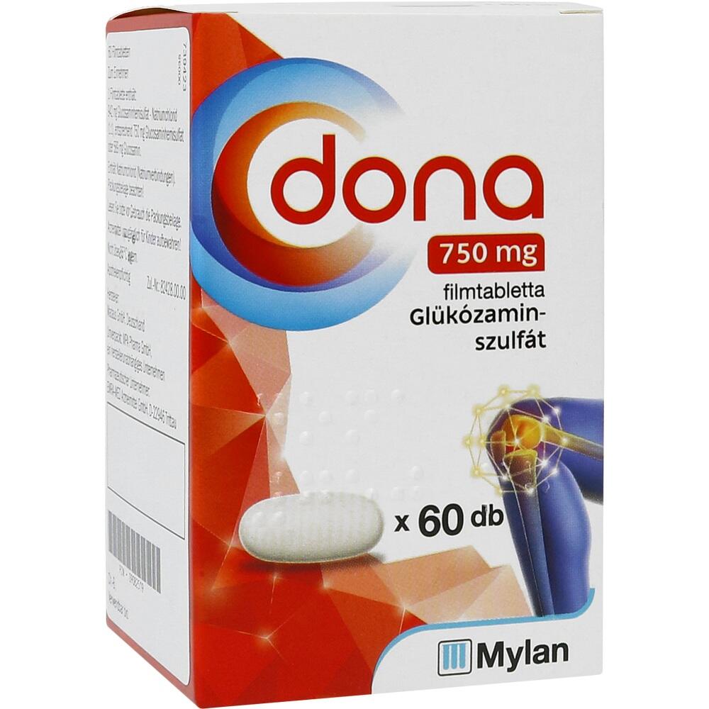 Eine Medikamentenverpackung mit der Aufschrift "Dona 750 mg, 60 Tabletten".
