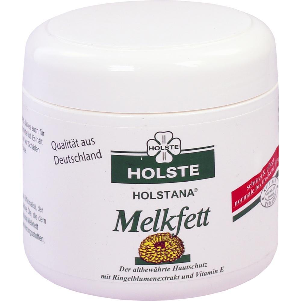 Weiße Dose mit der Aufschrift "Holste Melkfett".