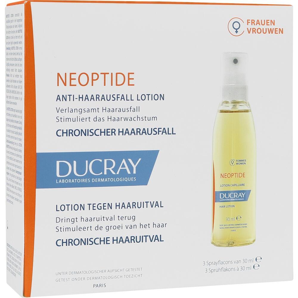 Packung einer Anti-Haarausfall-Lotion mit Flasche und Text auf Deutsch und Niederl&auml;ndisch.