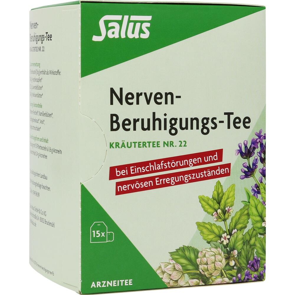 Packung Kräutertee für beruhigende Nerven und besseren Schlaf.