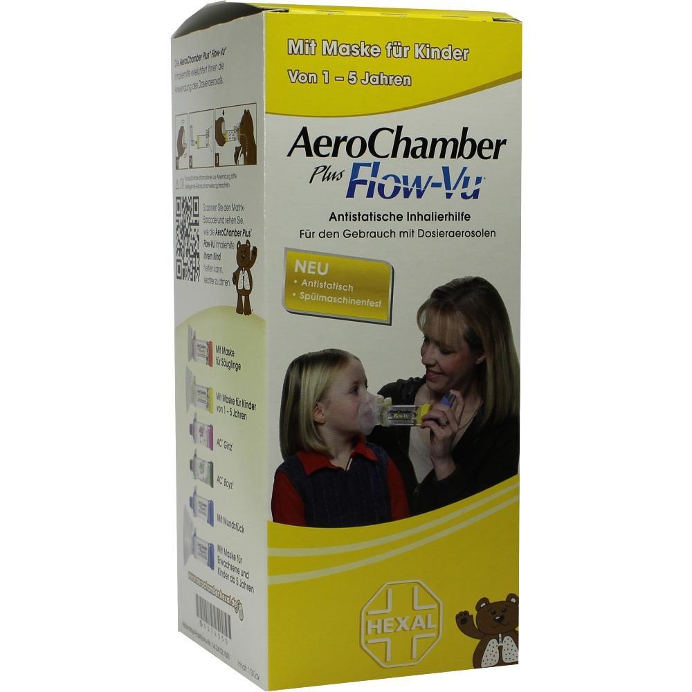 Verpackung mit Inhalierhilfe für Kinder, geeignet von 1 bis 5 Jahren.