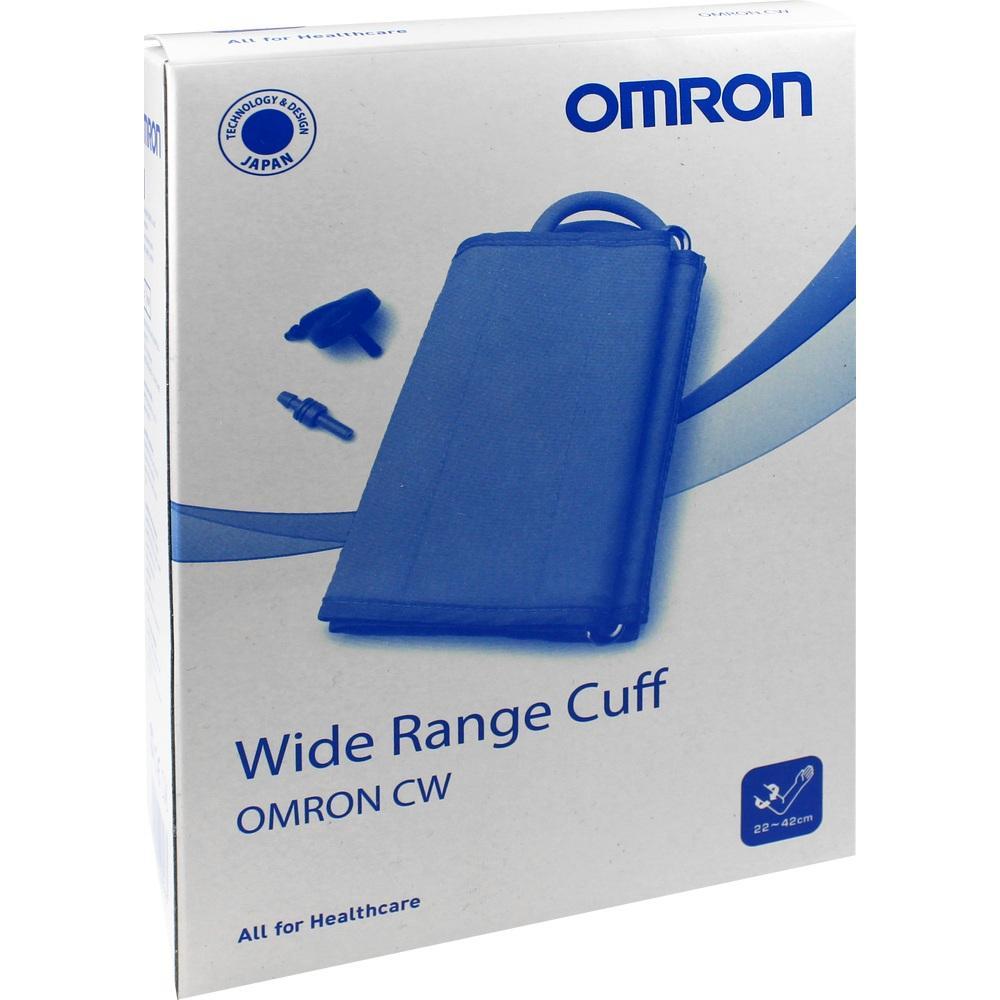 Verpackung eines Omron Blutdruckmanschetten-Systems mit Zubeh&ouml;r.
