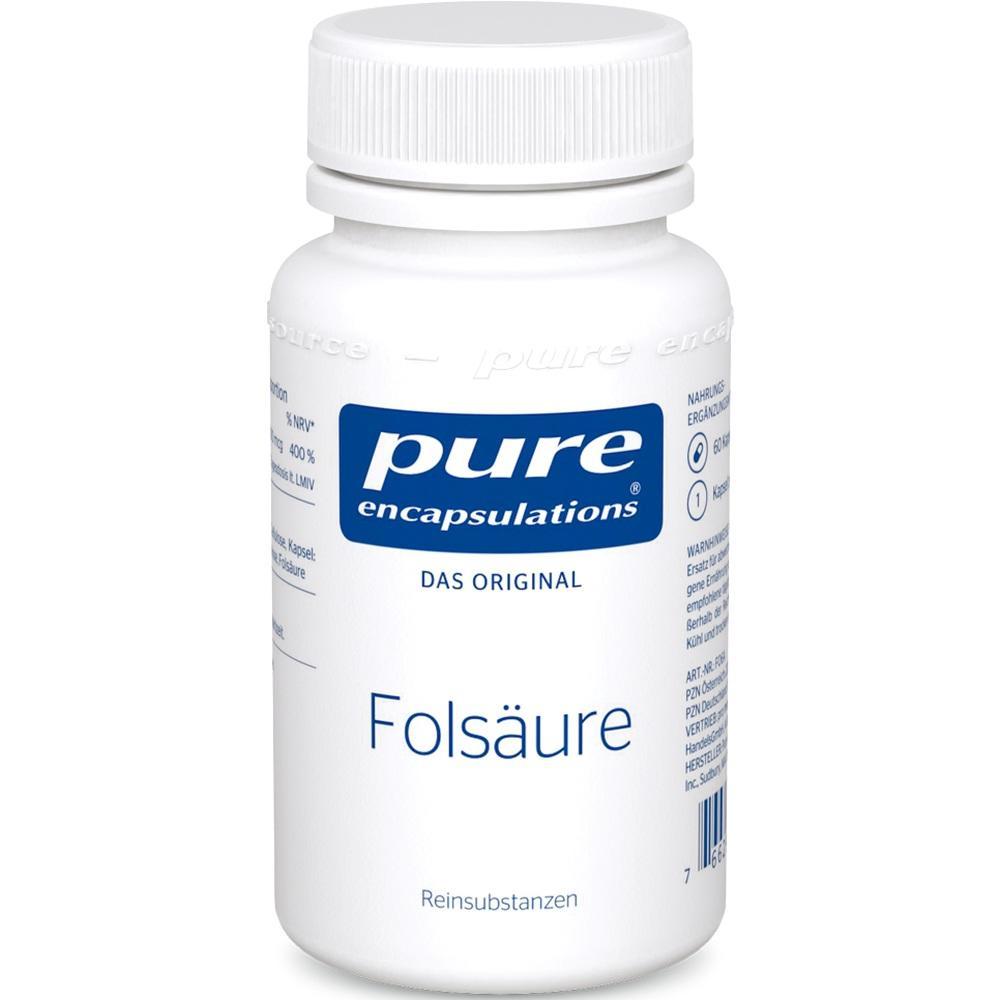 Weiße Flasche mit dem Aufdruck "pure encapsulations Folsäure".