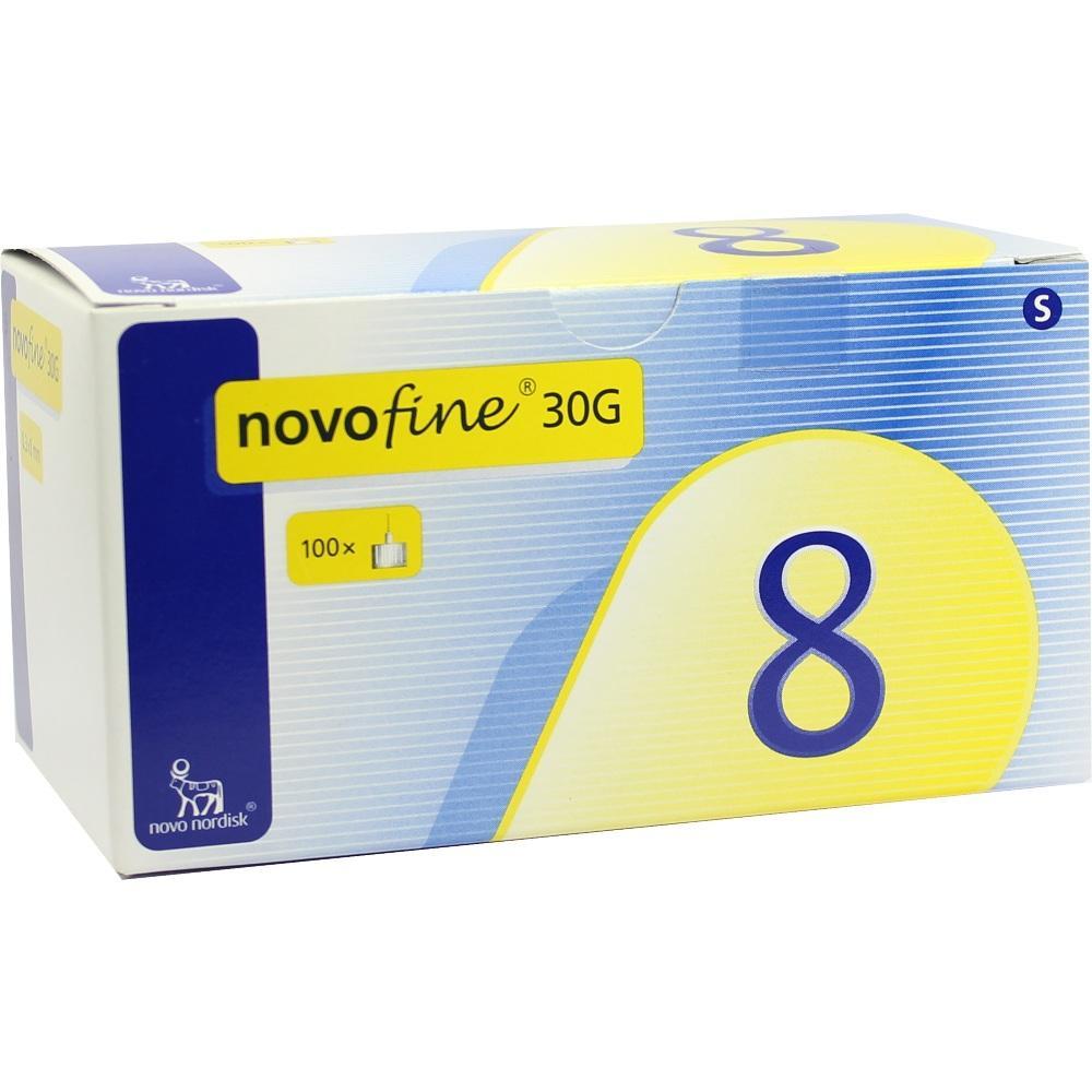 Eine Packung von Novofine-Nadeln, Größe 30G, mit der Zahl 8 darauf.