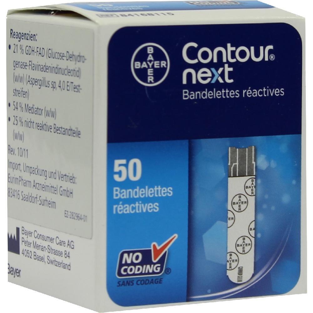 Eine Packung mit 50 Teststreifen von Bayer zur Blutzuckermessung.