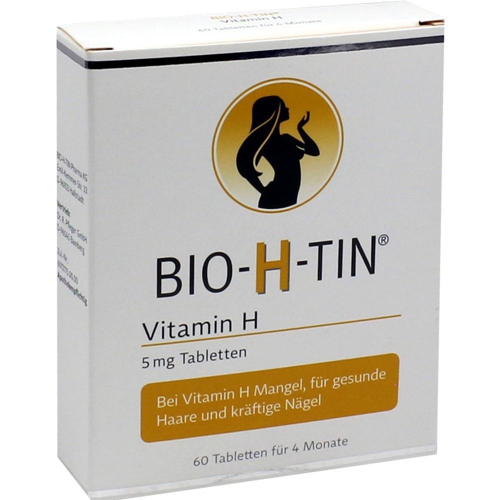 Verpackung von Tabletten für Haare und Nägel mit Vitamin H.
