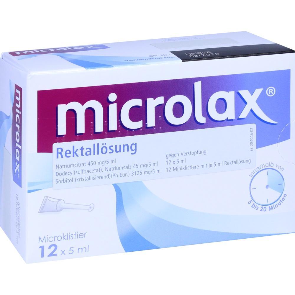 Auf der Verpackung steht "Microlax Rektall&ouml;sung" gegen Verstopfung.