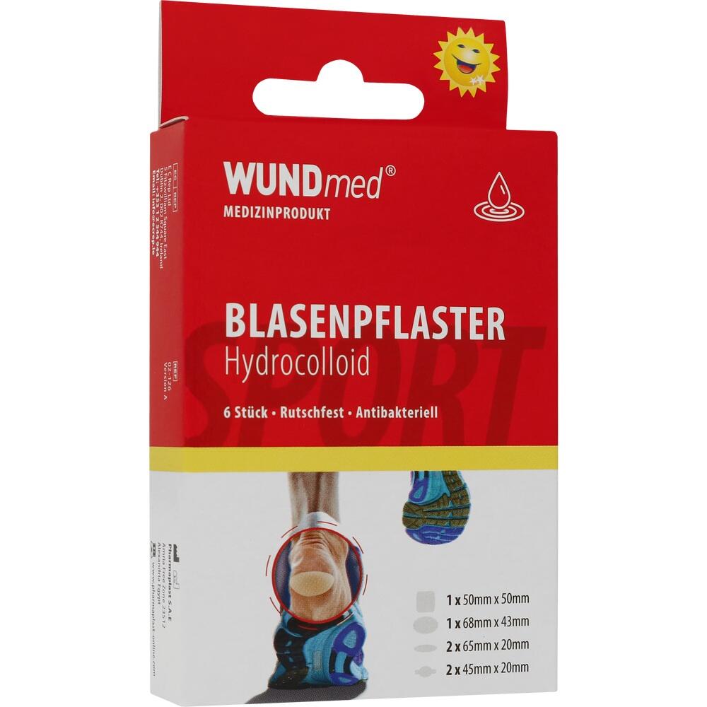 Rote Verpackung von Blasenpflastern für die Füße, antibakteriell und rutschfest.