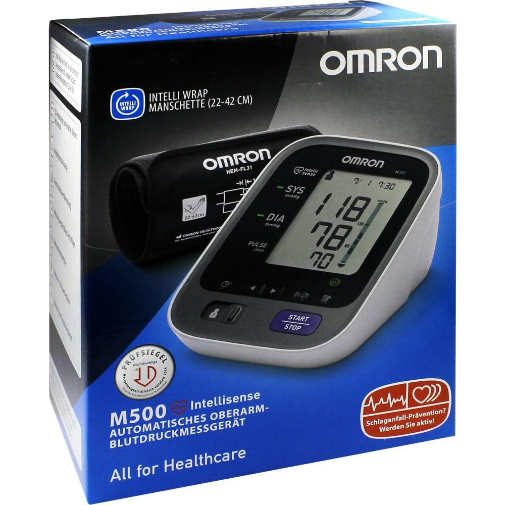 Eine Verpackung eines elektronischen Blutdruckmessgeräts von Omron.
