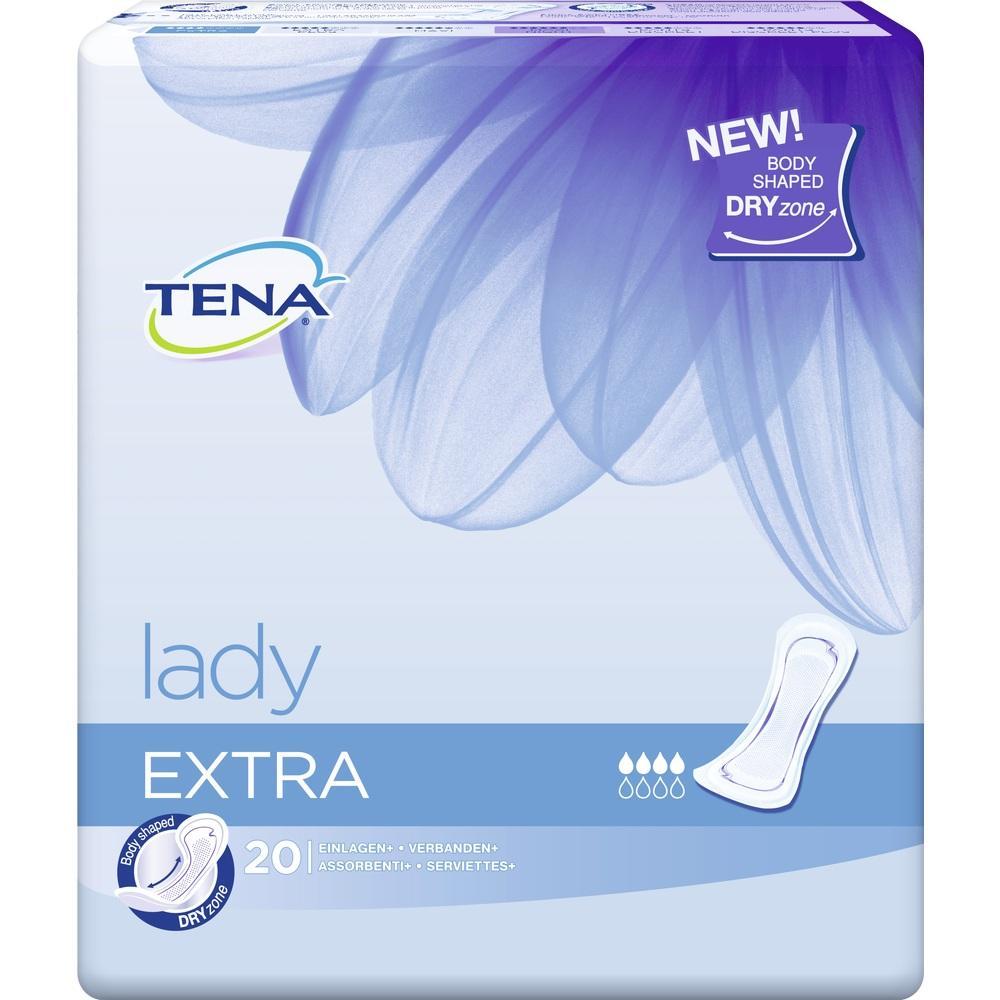 Eine Packung mit 20 Slipeinlagen der Marke Tena Lady Extra.