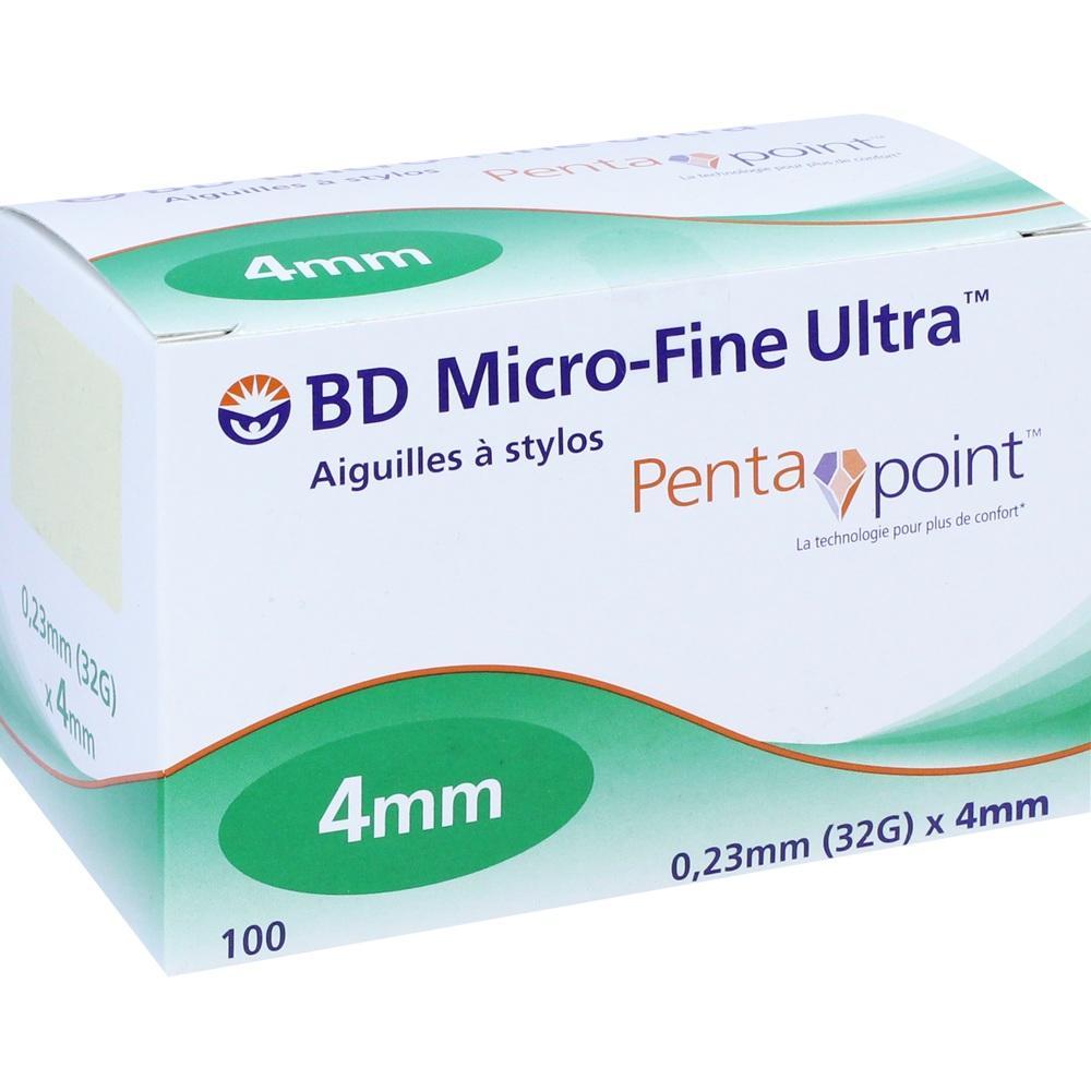 Karton mit Aufschrift "BD Micro-Fine Ultra", gr&uuml;nes Oval mit "4mm".
