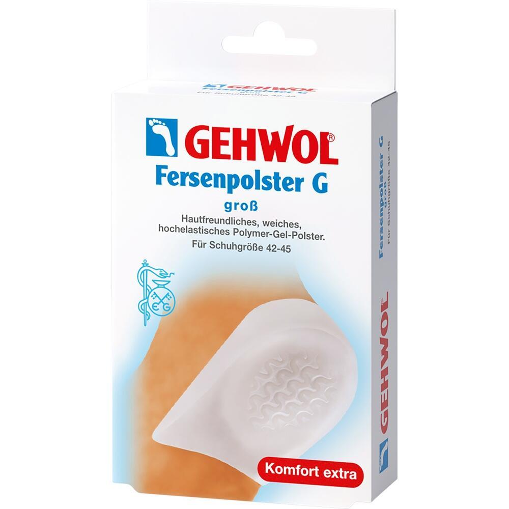 Verpackung mit einem weißen Fersenpolster von Gehwol für Schuhgröße 42-45.