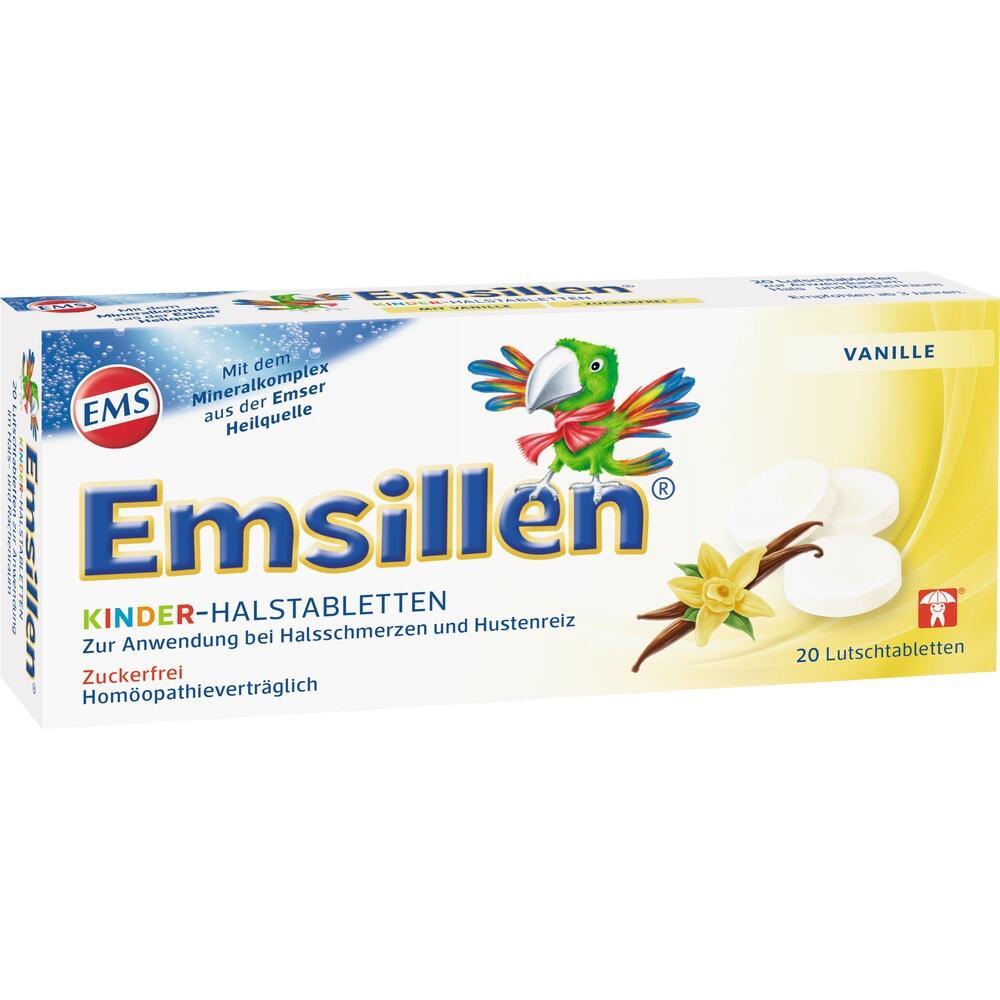 Emsillen Kinder-Halstabletten in Vanillegeschmack für Halsbeschwerden.