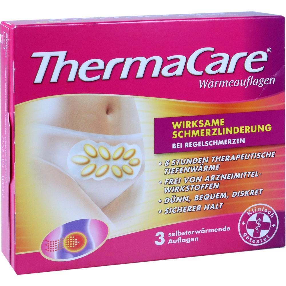 Eine ThermaCare-Packung für Wärmepads zur Linderung von Regelschmerzen.