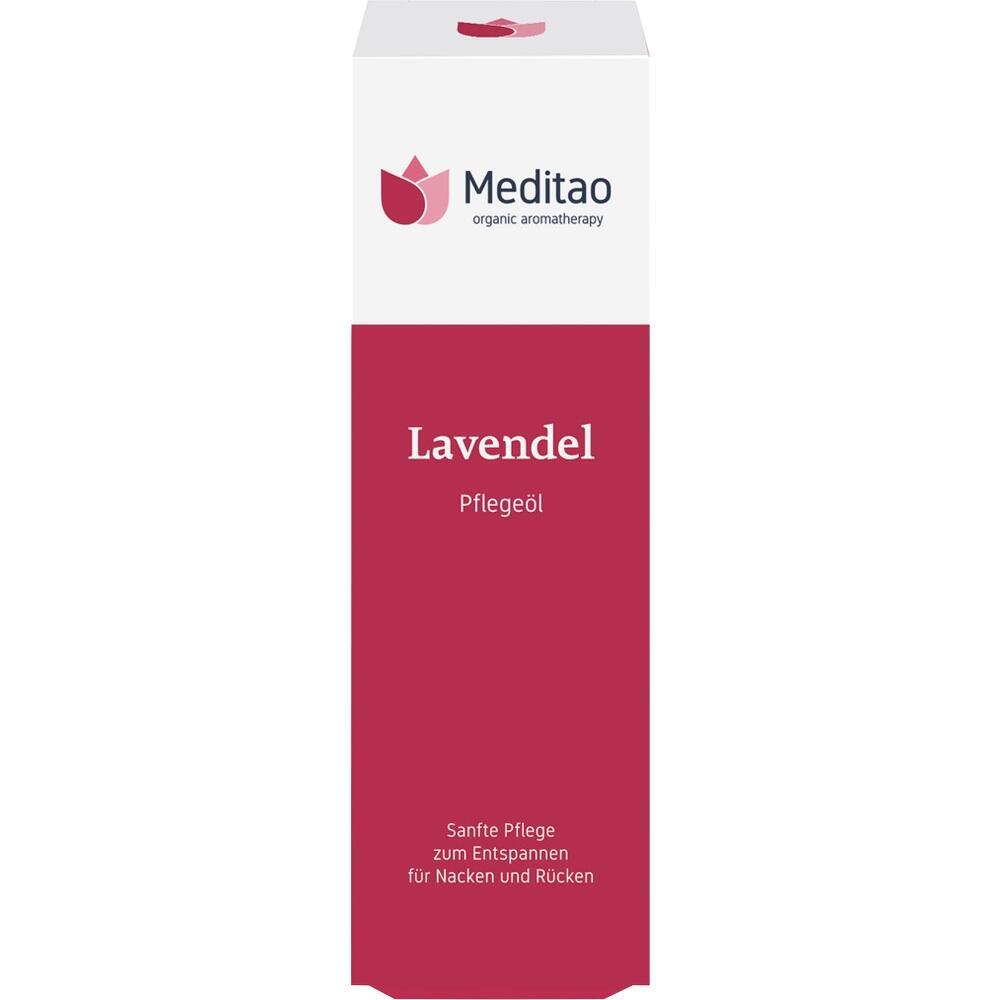 Eine rote Schachtel mit Lavendel-Pflegeöl für Nacken- und Rückenentspannung.