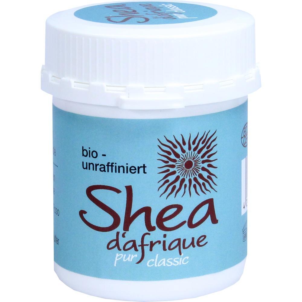 Blaues Etikett auf Cremedose mit Aufschrift "Shea d'afrique".