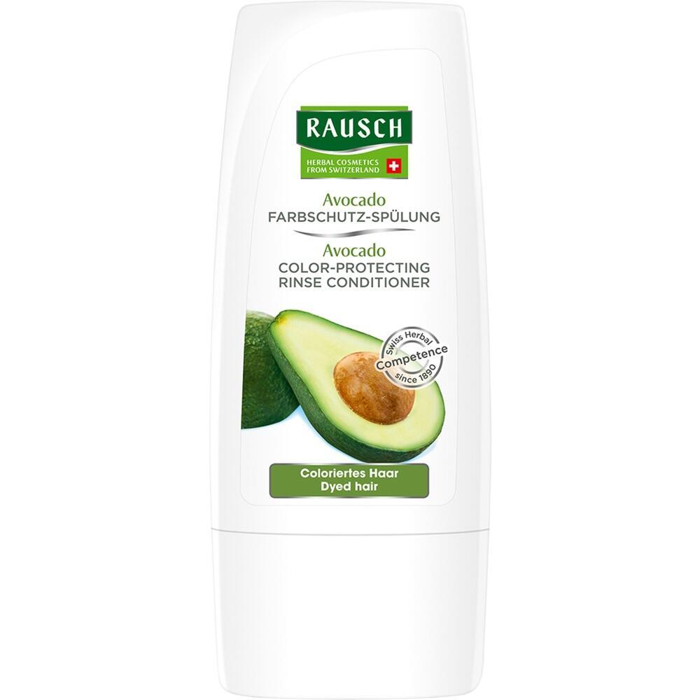 Weiße Flasche mit Avocado-Farbspülung für coloriertes Haar von Rausch.