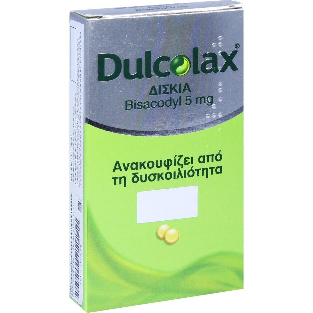 Verpackung einer Dulcolax Tablettenpackung in griechischer Sprache.