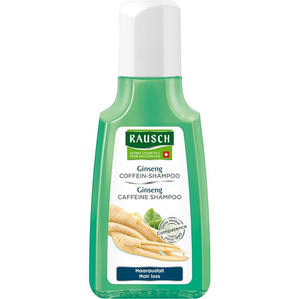 Grüne Flasche mit Ginseng Coffein-Shampoo gegen Haarausfall.