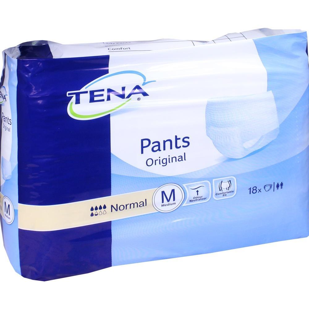 Eine blaue Packung mit TENA Pants für Erwachsene, Größe Medium.