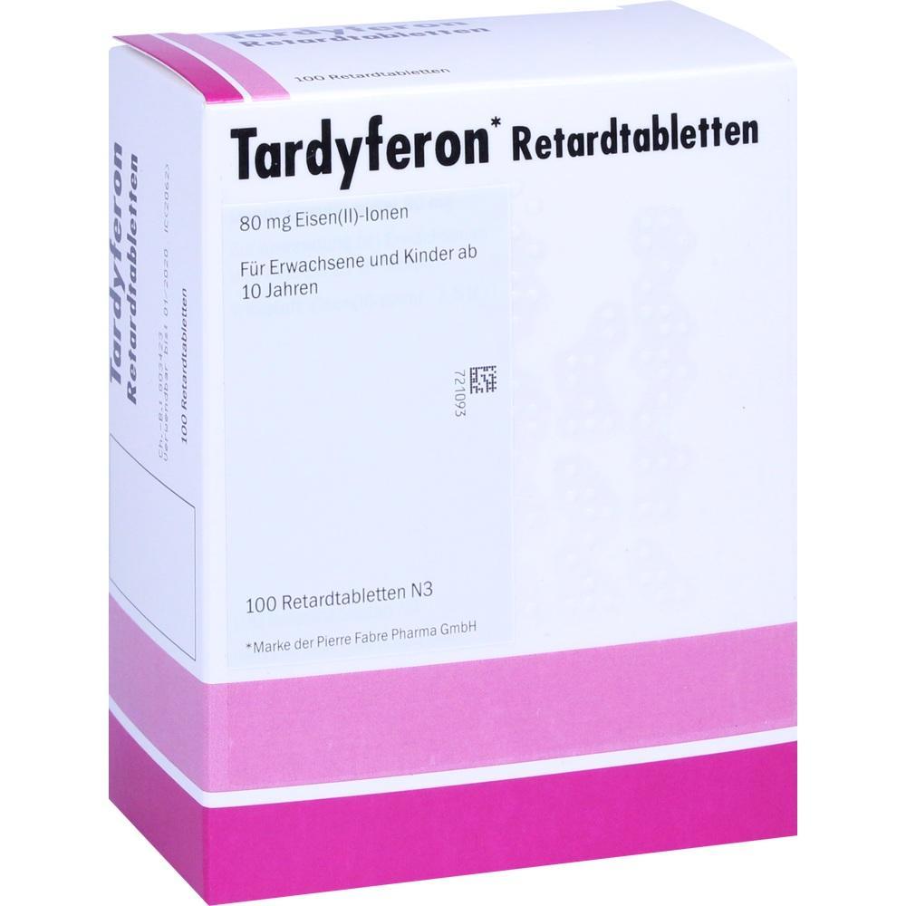 Eine Packung Tardyferon Retardtabletten mit Eisen f&uuml;r Personen ab 10 Jahren.