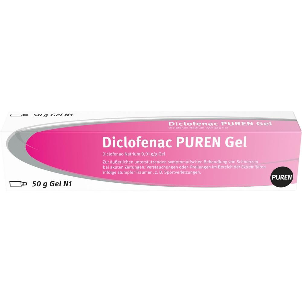 Eine Schachtel Diclofenac-Gel zur Linderung von Schmerzen und Sportverletzungen.