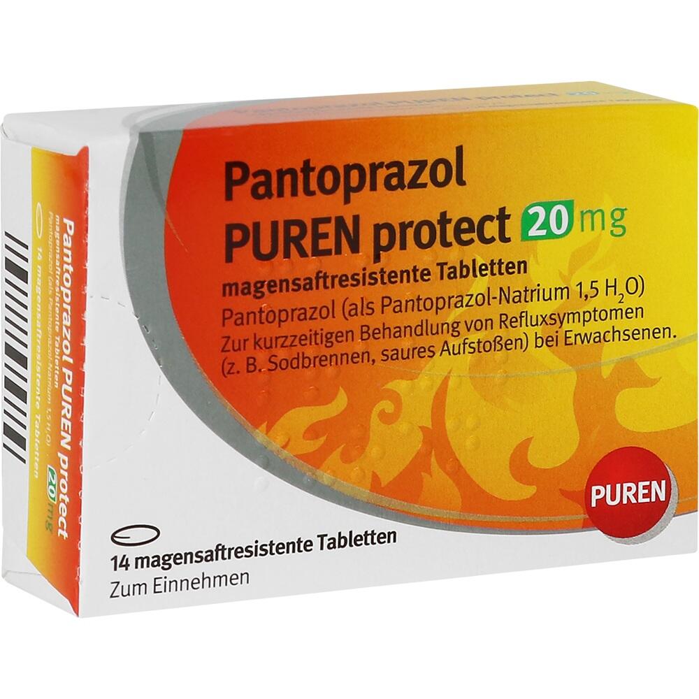 Verpackung von Pantoprazol-Tabletten zur Behandlung von Sodbrennen.