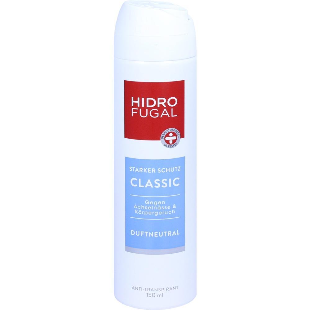 Eine weiße Sprühdose Anti-Transpirant mit rotem und blauem Etikett.