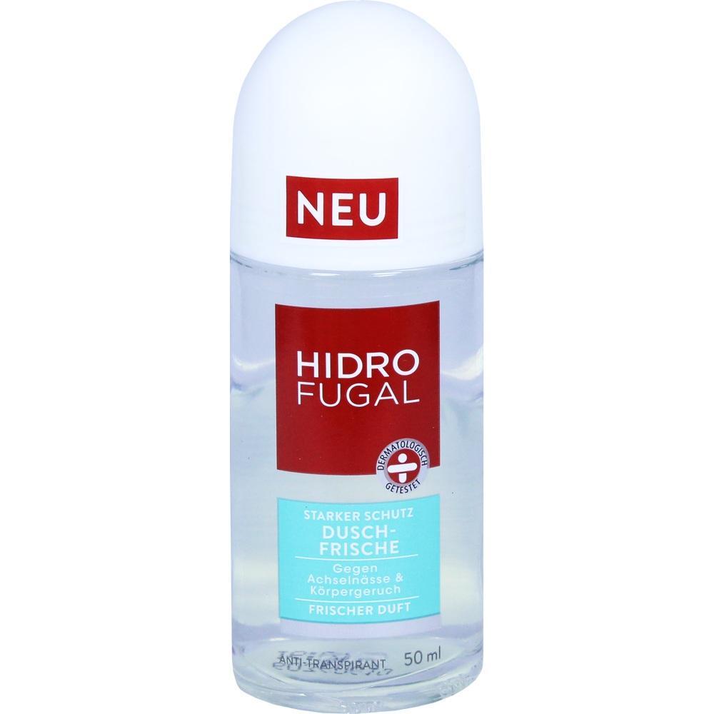 Eine Flasche mit Antitranspirant von Hidrofugal gegen Achselnässe und Körpergeruch.