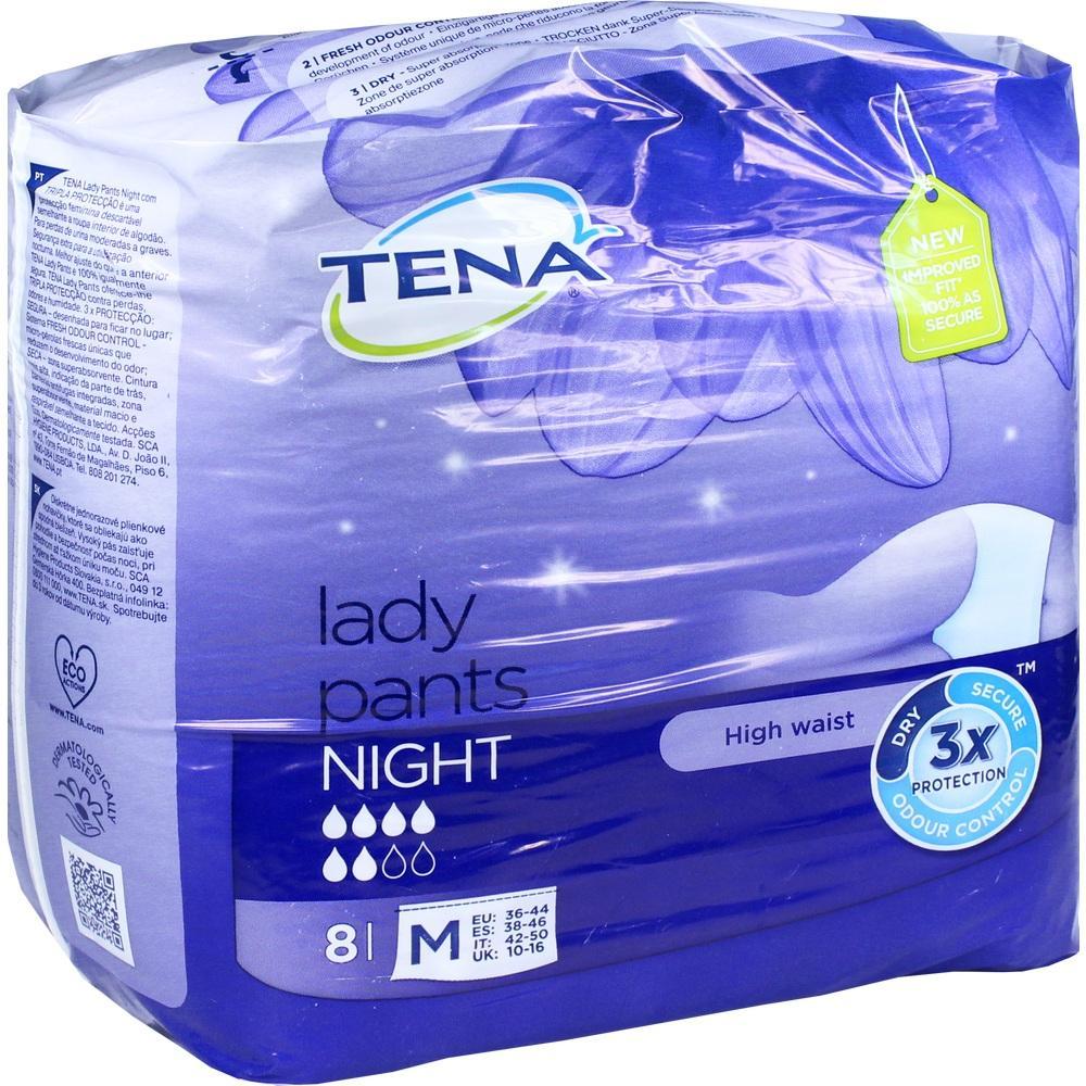 Eine Packung Tena Lady Pants Night für Frauen in mittlerer Größe.