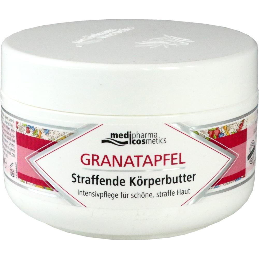 Dose mit Granatapfel Körperbutter für straffe Haut.