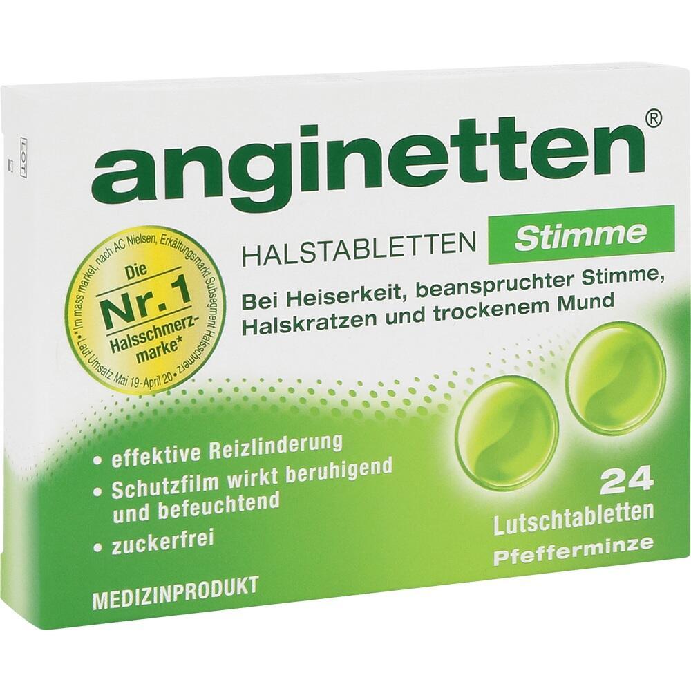 Eine grüne Packung Halsbonbons gegen Heiserkeit und trockenen Mund.