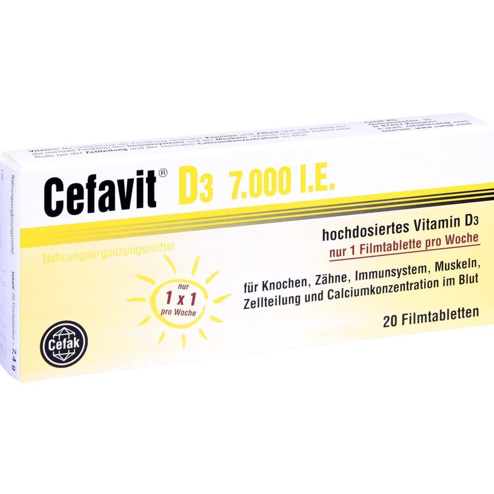 Verpackung von Vitamin D3 Tabletten, eine pro Woche, 20 St&uuml;ck.