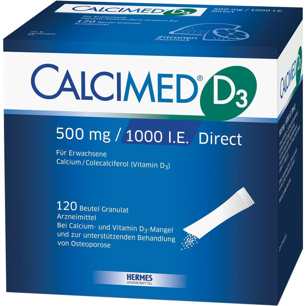 Verpackung eines Nahrungserg&auml;nzungsmittels mit Calcium und Vitamin D3 gegen Mangelerscheinungen.