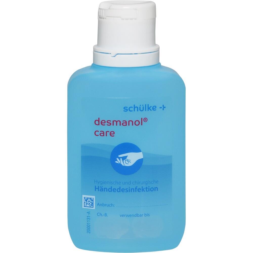 Eine blaue Flasche mit Händedesinfektionsmittel.