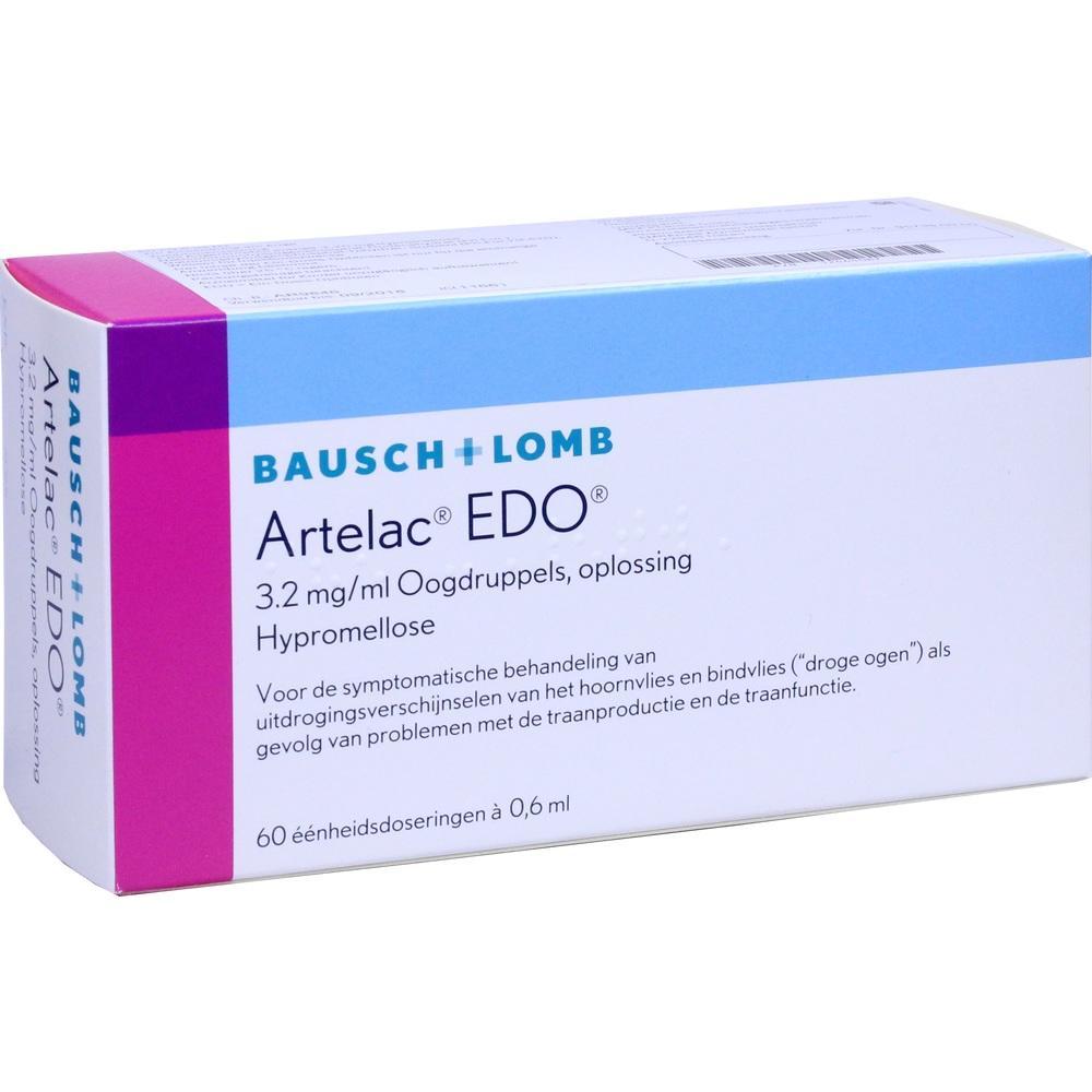 Weiße Schachtel mit der Aufschrift "Artelac EDO Augentropfen".