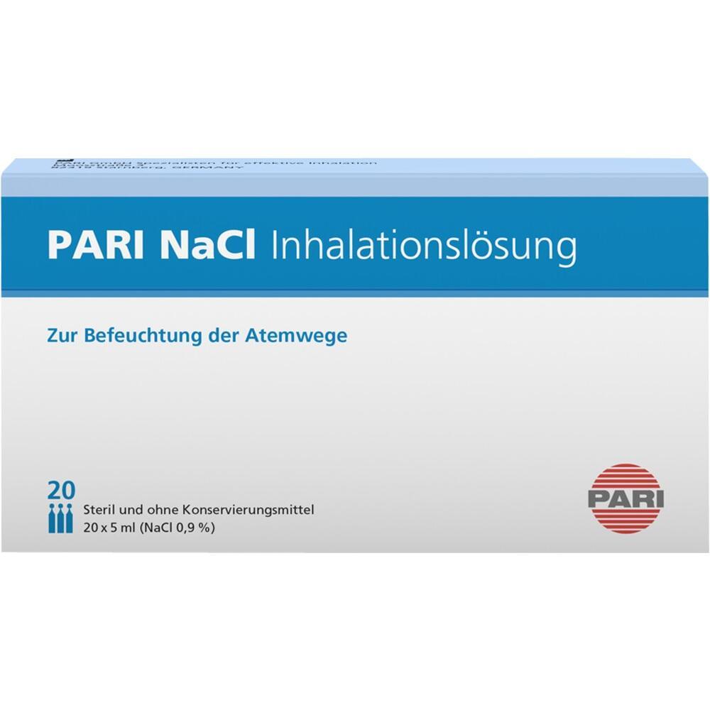 Verpackung der PARI NaCl Inhalationslösung zur Befeuchtung der Atemwege.